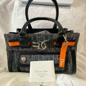 Christian Dion Monogram Denim Flight Tote